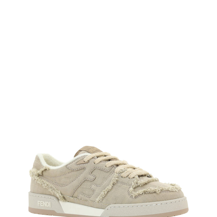 Fendi Grey Calf Leather Low Top Sneakers