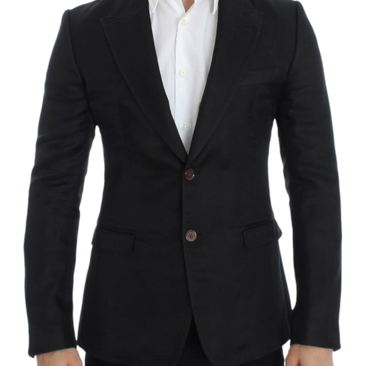 Dolce & Gabbana Black silk slim fit blazer