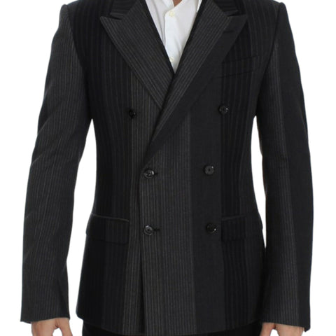 Dolce & Gabbana Gray striped wool stretch blazer