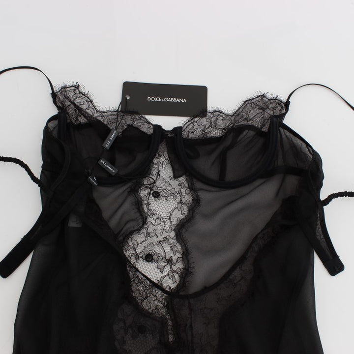 Dolce & Gabbana Black Silk Lace Babydoll Lingerie Top