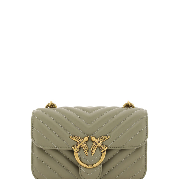 PINKO Green Calf Leather Love Bell Mini Shoulder Bag