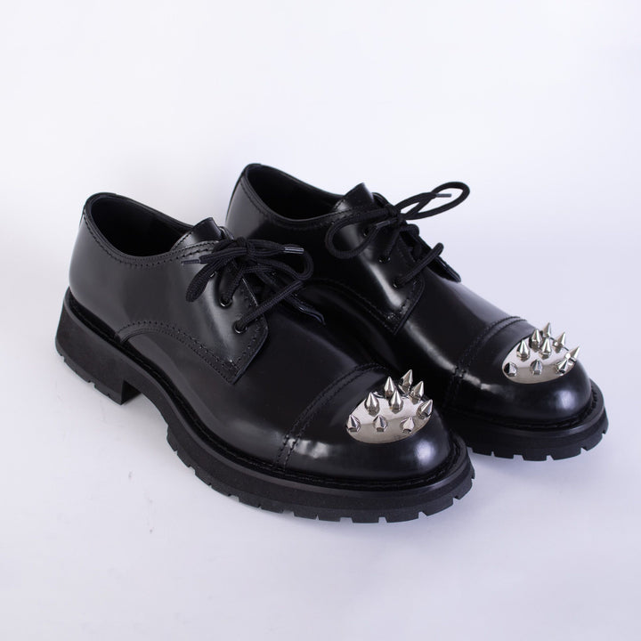 Alexander McQueen Studded Black Leather Derby Shoes