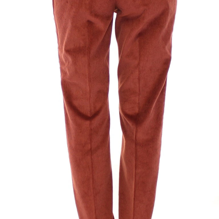 Dolce & Gabbana Brown Corduroys Straight Logo Casual Pants