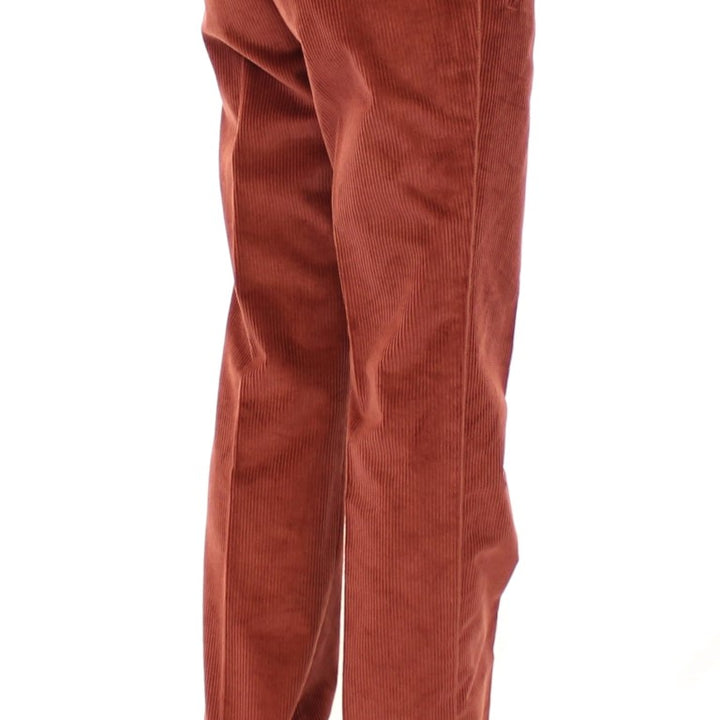 Dolce & Gabbana Brown Corduroys Straight Logo Casual Pants