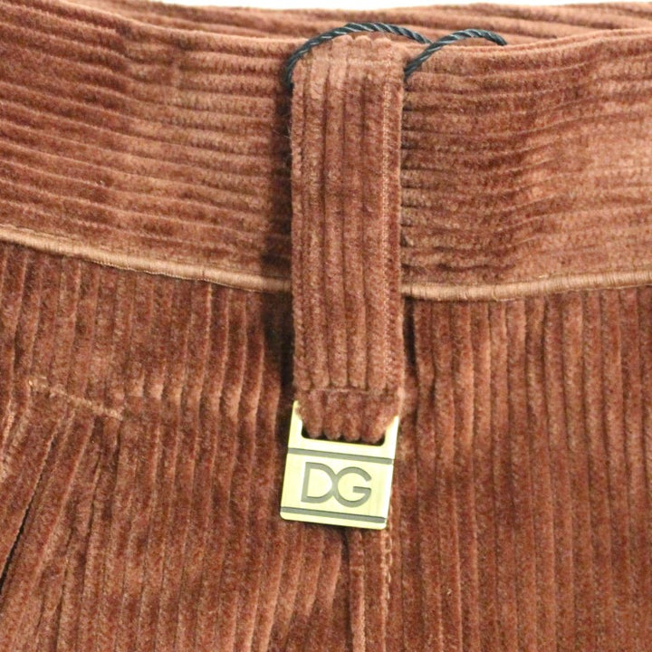 Dolce & Gabbana Brown Corduroys Straight Logo Casual Pants
