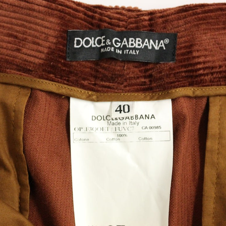 Dolce & Gabbana Brown Corduroys Straight Logo Casual Pants