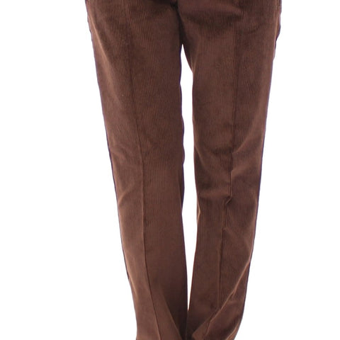 Dolce & Gabbana Brown Corduroys Straight Logo Casual Pants