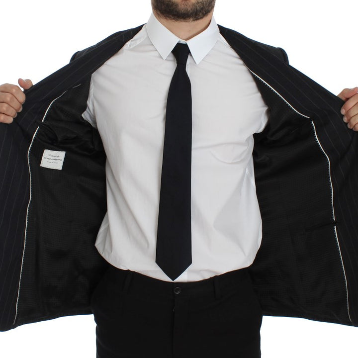 Dolce & Gabbana Gray Striped Slim Fit Wool Blazer