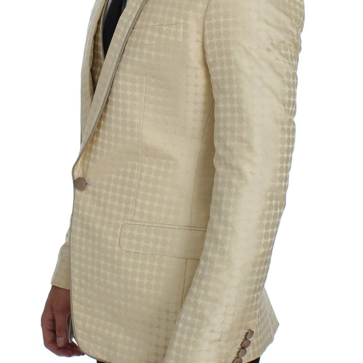 Dolce & Gabbana Beige Polka Dot Silk 2 Piece Blazer