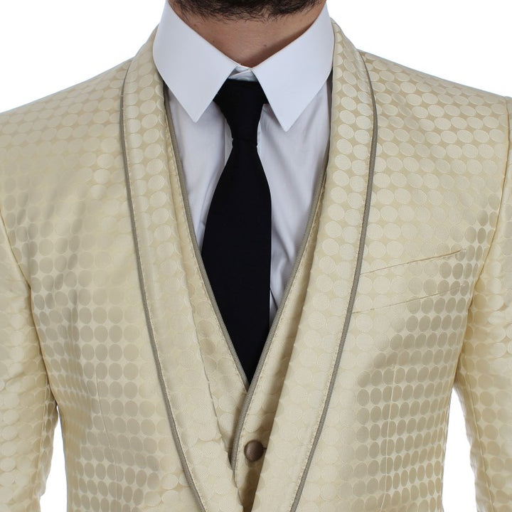 Dolce & Gabbana Beige Polka Dot Silk 2 Piece Blazer