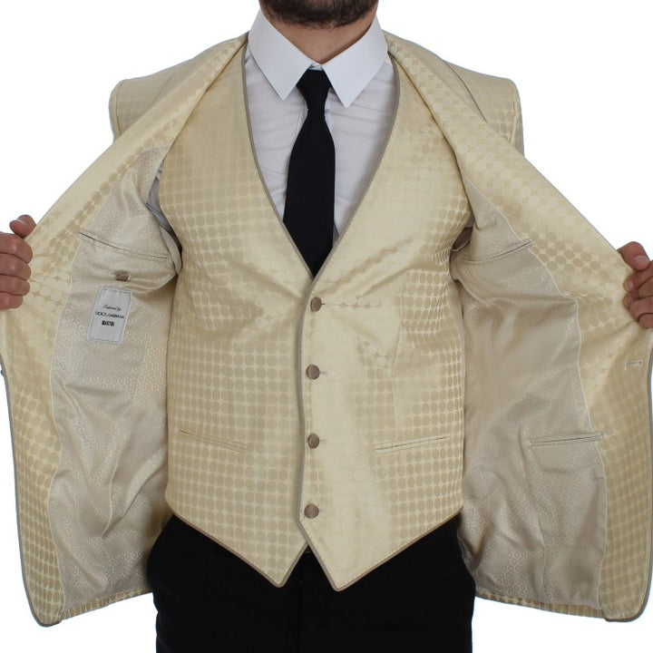 Dolce & Gabbana Beige Polka Dot Silk 2 Piece Blazer