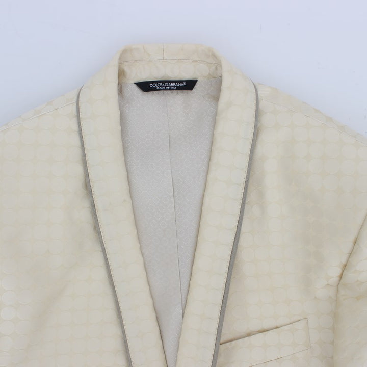 Dolce & Gabbana Beige Polka Dot Silk 2 Piece Blazer