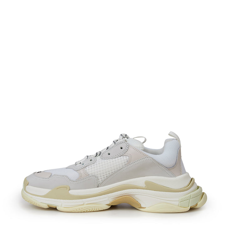 Balenciaga White Mesh Triple S Sneakers