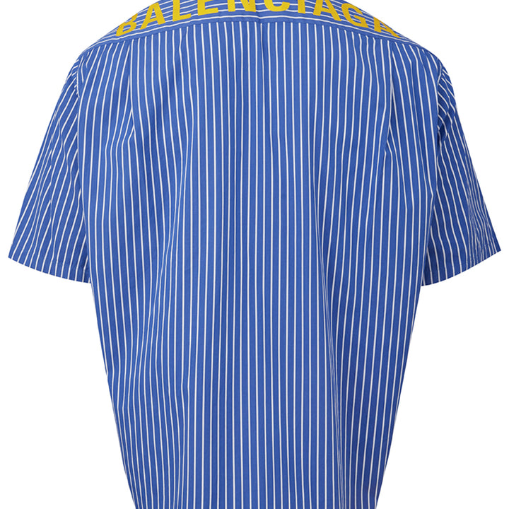 Balenciaga Blue Striped Shirt with Logo