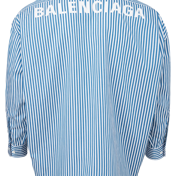 Balenciaga Blue Striped Over Fit Shirt