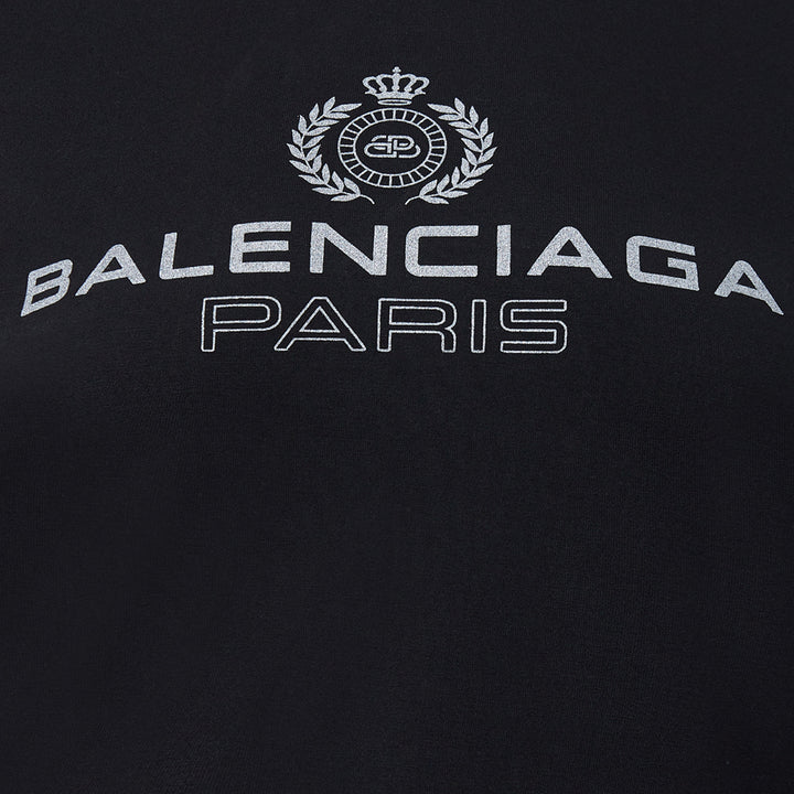 Balenciaga Black Viscose T-Shirt with White Logo