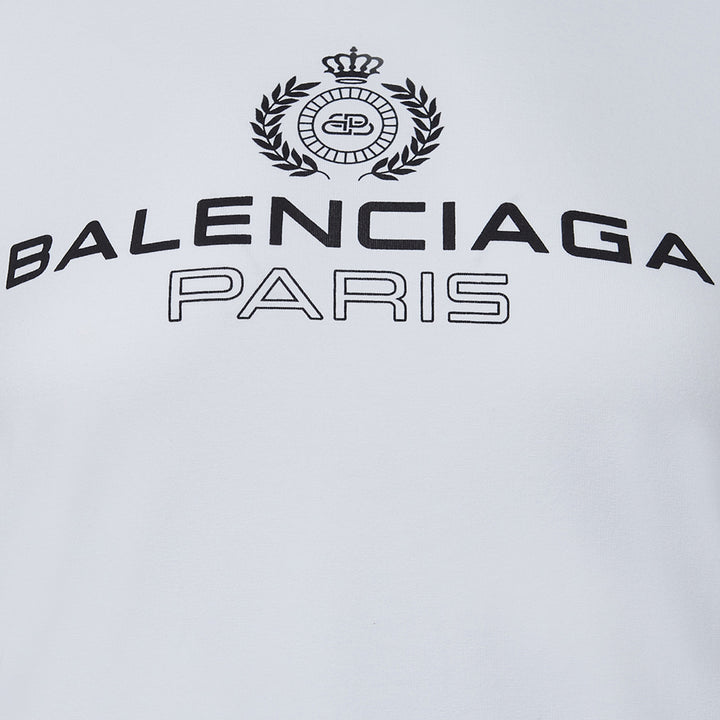 Balenciaga White Viscose T-Shirt with Black Logo