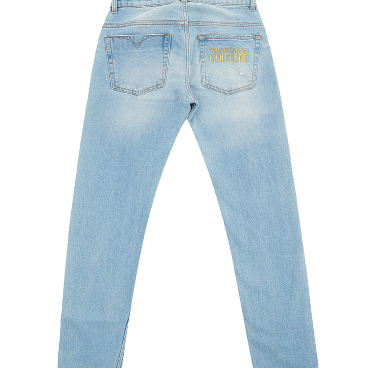 Versace Jeans Light Blue Straight Fit Denim Jeans