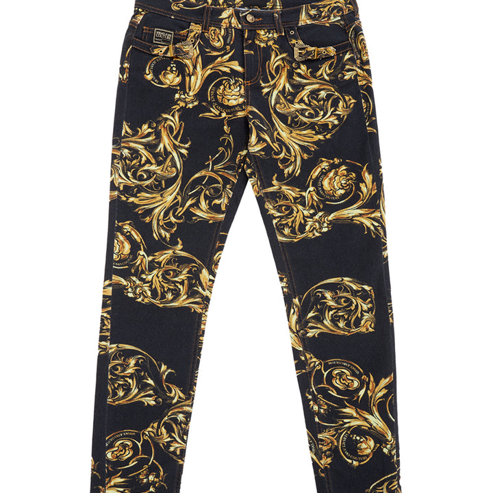 Versace Jeans Baroque Printed Allover Denim Five Pockets Jeans