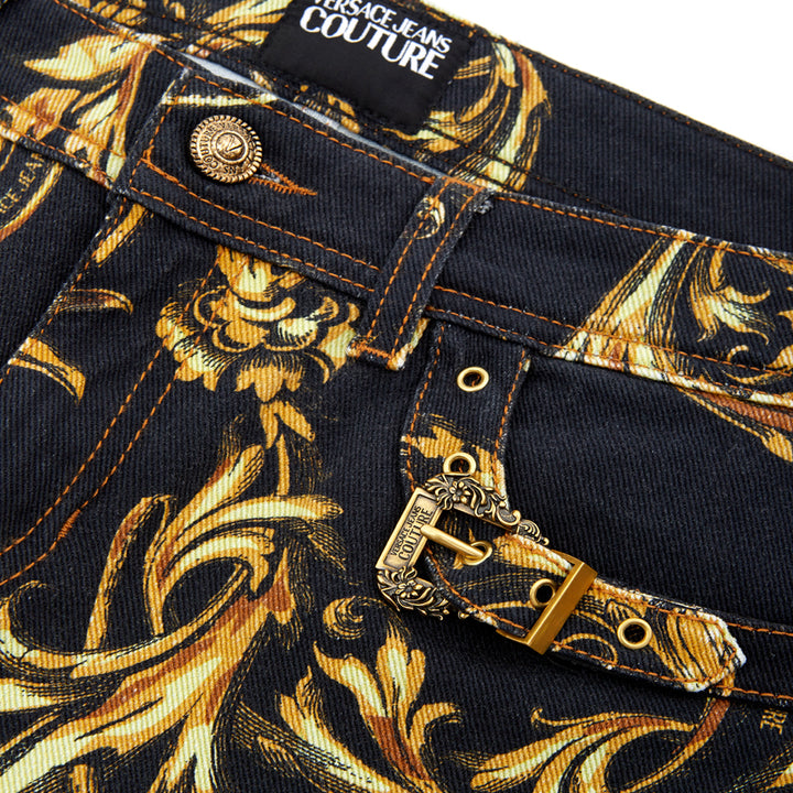 Versace Jeans Baroque Printed Allover Denim Five Pockets Jeans