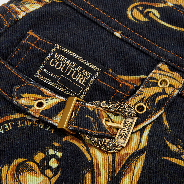 Versace Jeans Baroque Printed Allover Denim Five Pockets Jeans