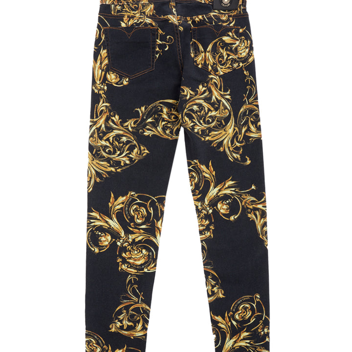 Versace Jeans Baroque Printed Allover Denim Five Pockets Jeans