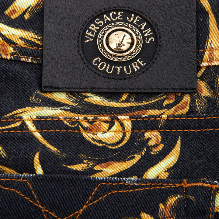 Versace Jeans Baroque Printed Allover Denim Five Pockets Jeans