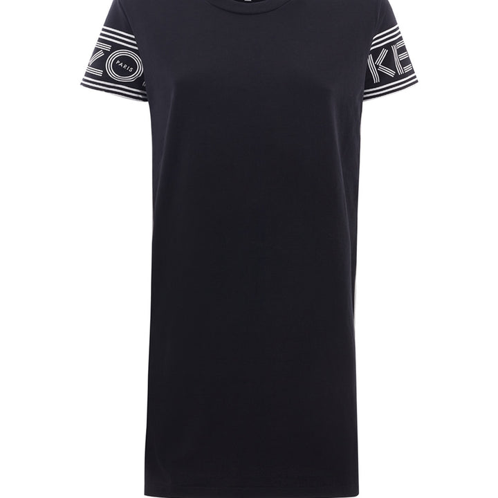 Kenzo Black Cotton T-Shirt - Mini Dress with Logo on Sleeves