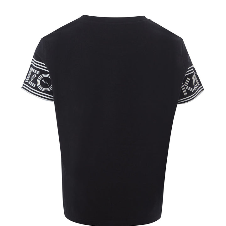 Kenzo Black Cotton T-Shirt With contrasting Logo on Sleeves