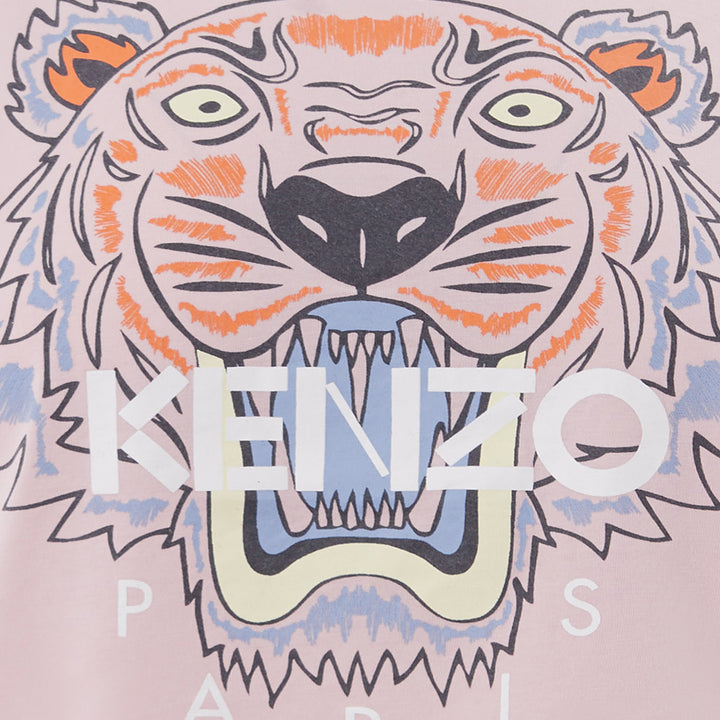 Kenzo Pink Cotton T-Shirt with Printed Tiger