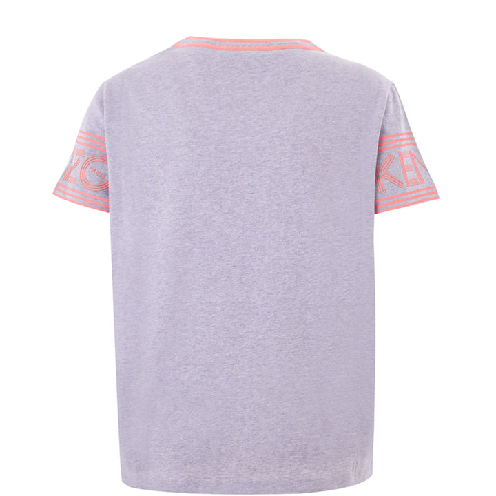 Kenzo Grey Mélange Cotton T-Shirt with Contrasting Logo