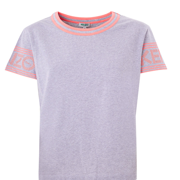 Kenzo Grey Mélange Cotton T-Shirt with Contrasting Logo