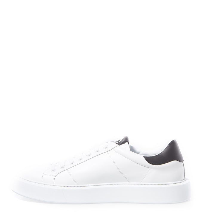 Roberto Cavalli White Leather Sneakers with Silver Logo