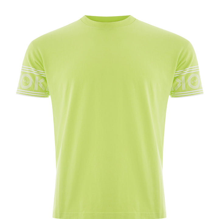 Kenzo Yellow Cotton T-Shirt with Contrasting Logo on Sleeves