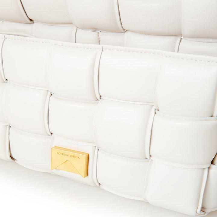 Bottega Veneta White Padded Cassette Leather Cross Body Bag