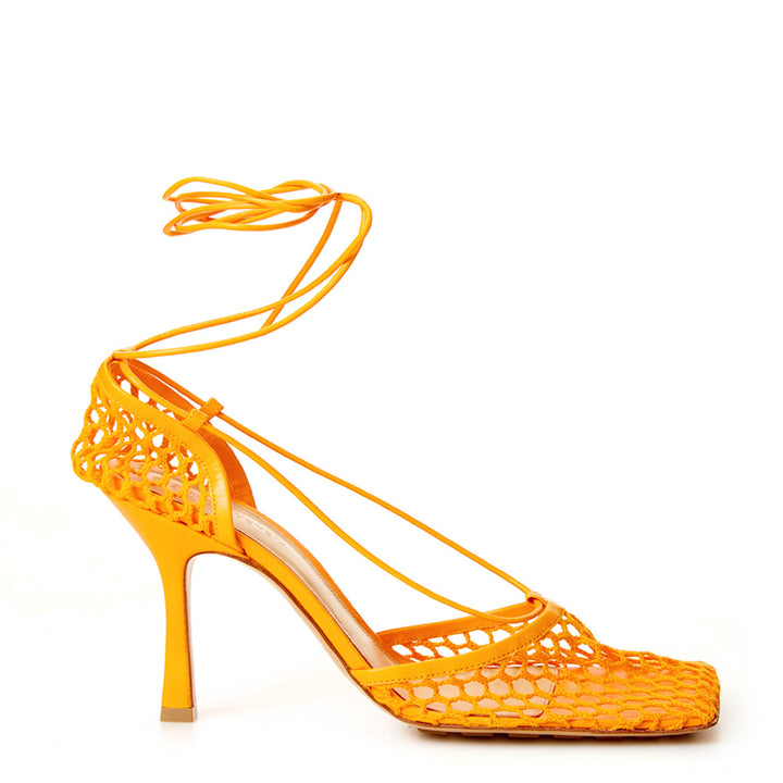 Bottega Veneta Orange Stretch Leather-trimmed Pumps