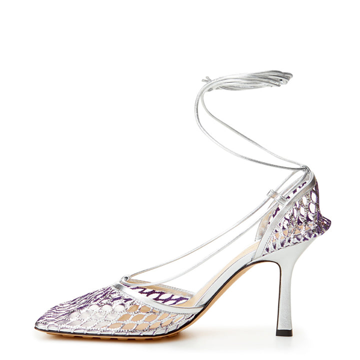 Bottega Veneta Silver Grey Stretch Leather-trimmed Pumps