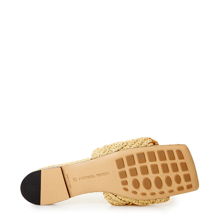 Bottega Veneta Beige Raffia Mule with Intreccio