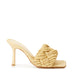 Bottega Veneta Beige Raffia Heeled Sandal Mule with Intreccio