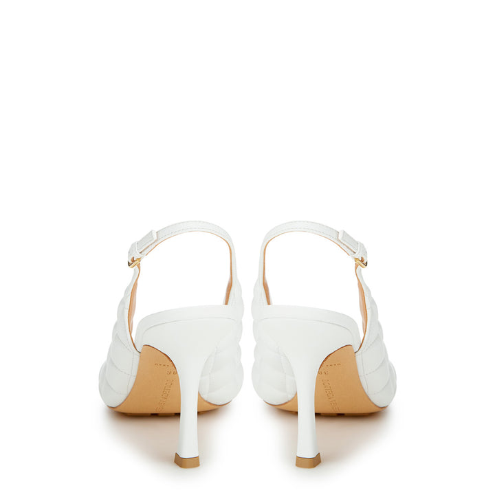 Bottega Veneta White Nappa Matelassé Slingback Décolleté