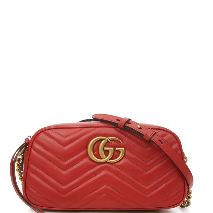 Gucci Red Leather Marmont Shoulder Bag