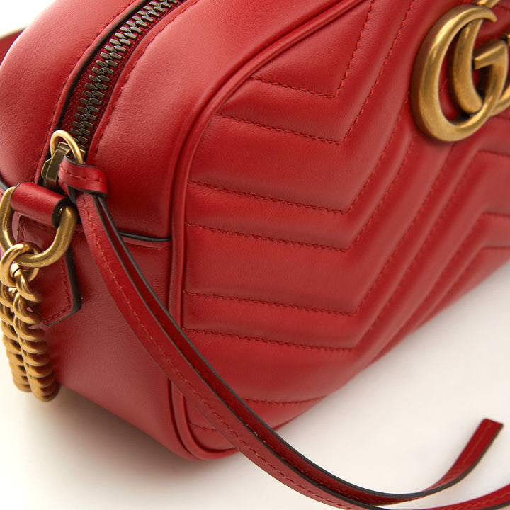 Gucci Red Leather Marmont Shoulder Bag