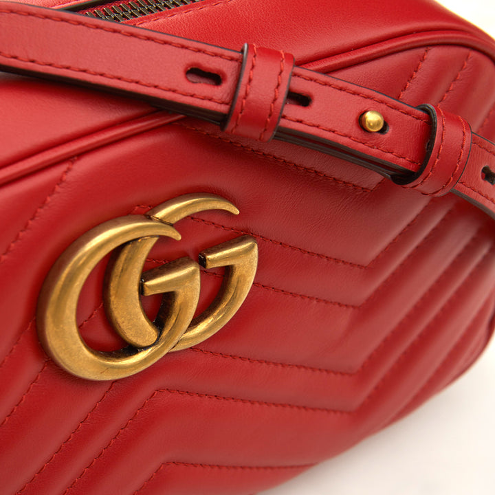 Gucci Red Leather Marmont Shoulder Bag