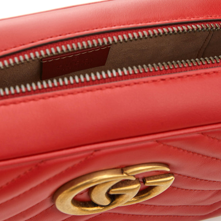 Gucci Red Leather Marmont Shoulder Bag