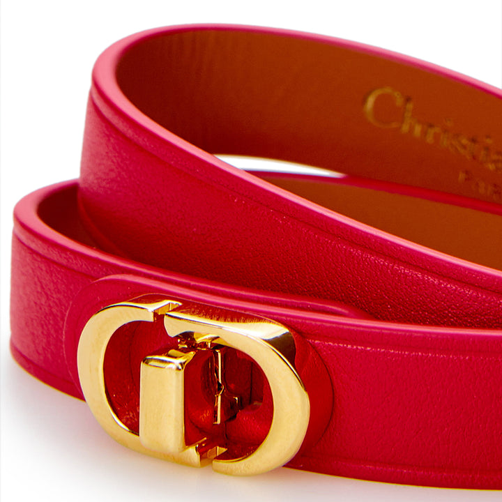 Dior Red Leather Double Band CD Bracelet