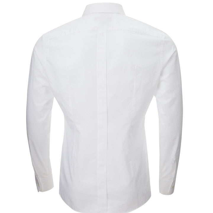 Dolce & Gabbana White Cotton Shirt with Micro Honeycomb detail