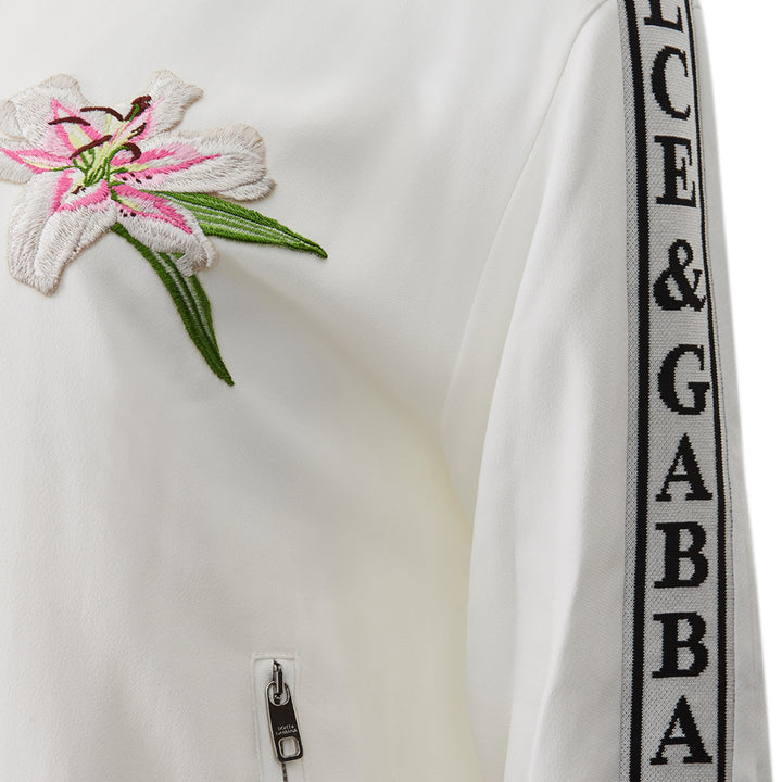 Dolce & Gabbana White Embroidered Zipped Sweatshirt