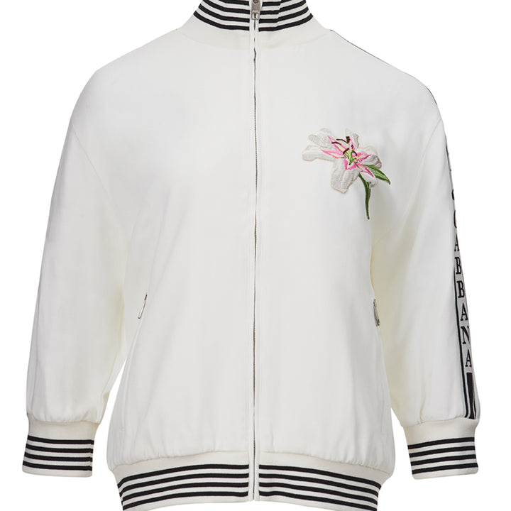 Dolce & Gabbana White Embroidered Zipped Sweatshirt