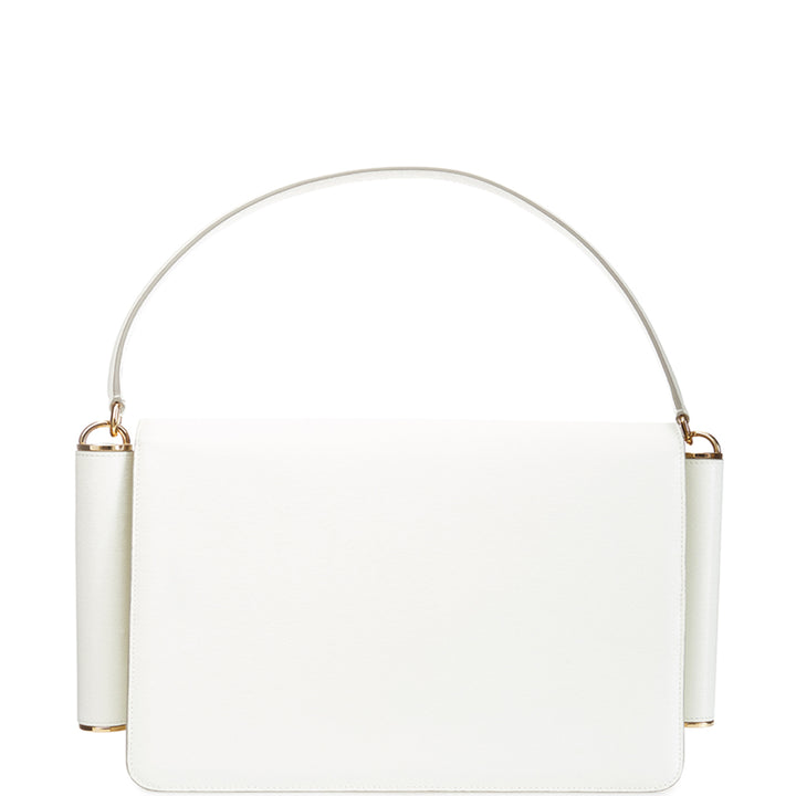 Dolce & Gabbana White Leather Shoulder Bag with Maxi Logo