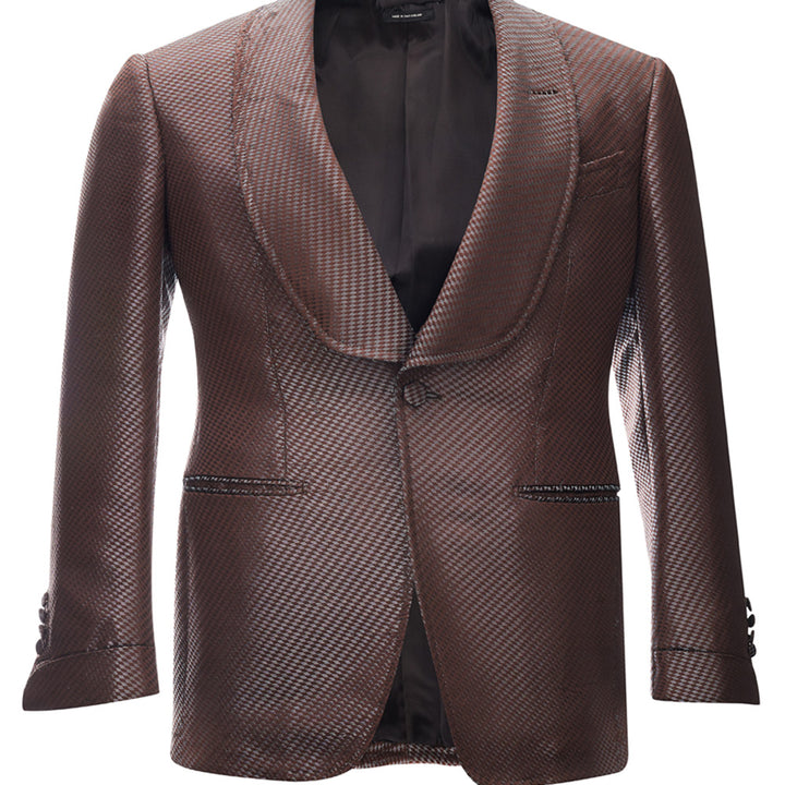 Tom Ford Brown bronze Silk Smoking Jacket